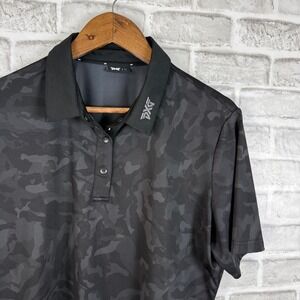 PXG Womens Camo Golf Polo Shirt Black Camouflage Short Sleeve XL